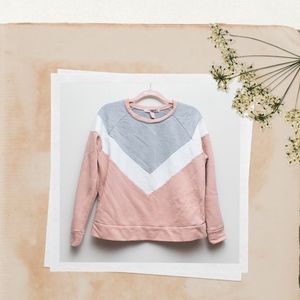 Blush Pink & Grey Chevron Sweatshirt